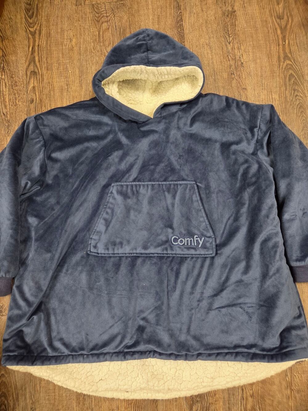 The Comfy Original Navy Sherpa Oversized Wearable Blanket Hoodie One Size